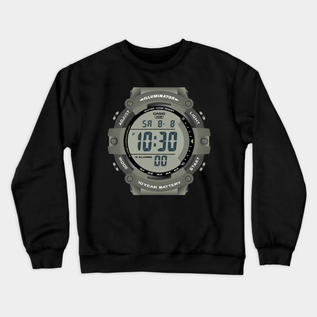 Casio AE1500 Green Crewneck Sweatshirt by RadDadArt